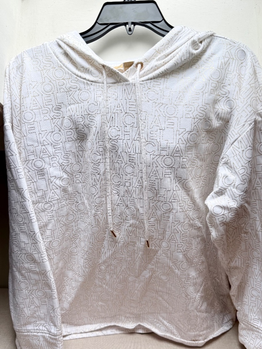 Michael Kors Gold and White Pullover Hooded Sweatshirt Size 1X